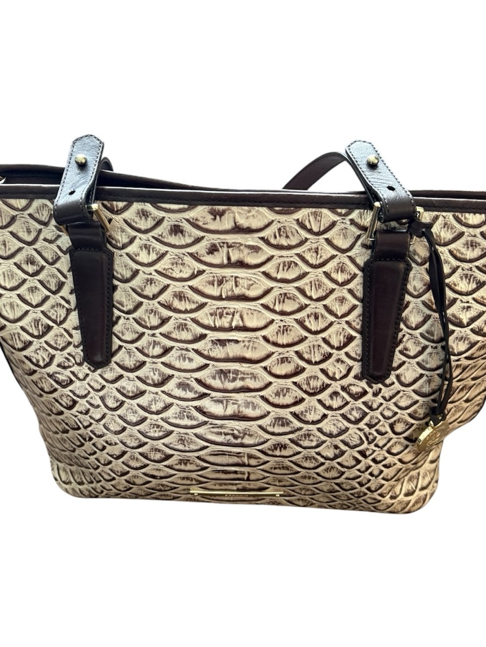 Brahmin Pricilla Pearl Dogwood Leather Satchel
